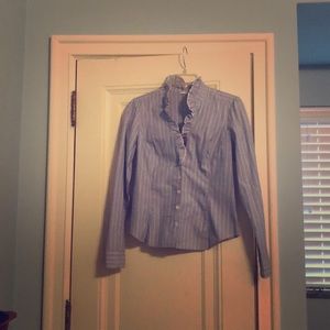 Blue and white stripe button-down